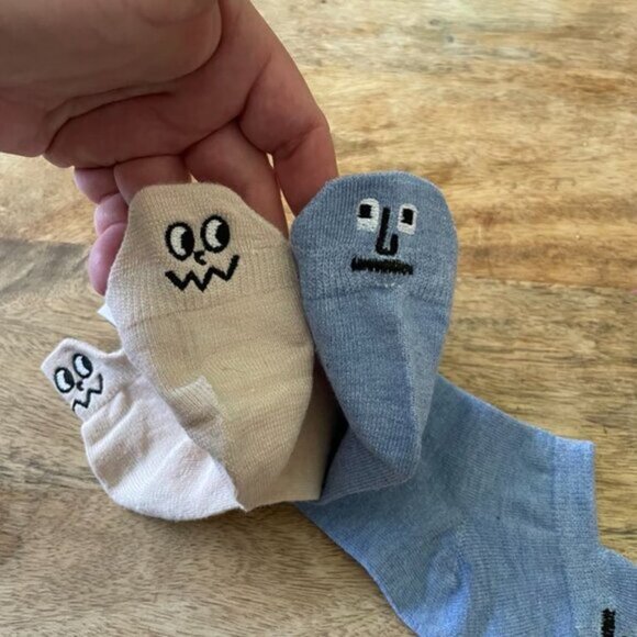 NEW 2Pk Stay Up Heel Tab Tan & Blue Women's Socks - Picture 1 of 3